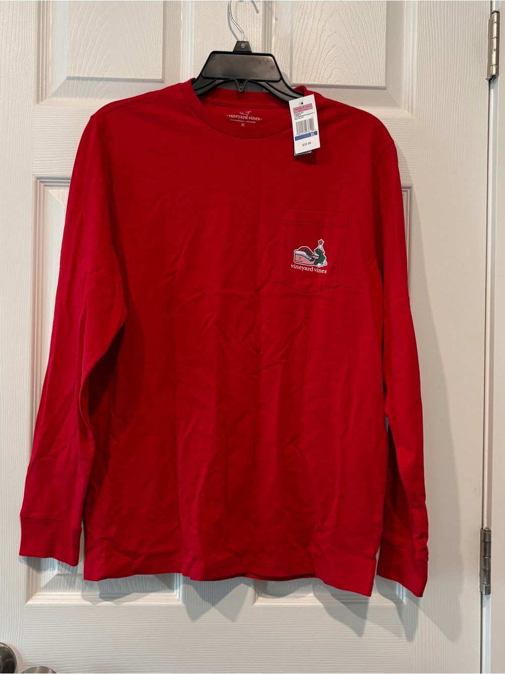 Vineyard Vines Girl’s Long-Sleeve Pocket Tee - Red